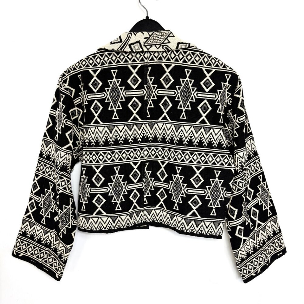 80s Vtg Pier One Imports Passports Southwest Western  Aztec Crop Jacket - Picture 3 of 9